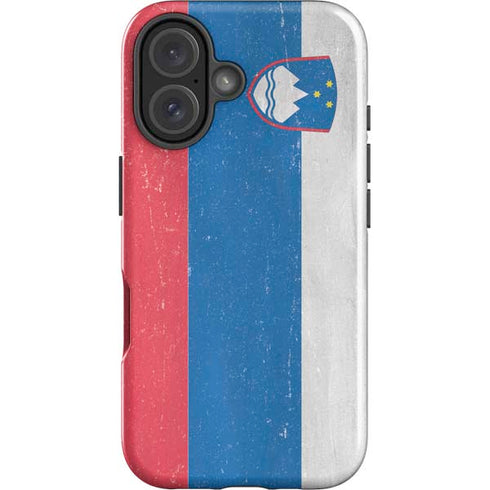 Slovenia Flag Distressed iPhone 16 Plus Impact Case